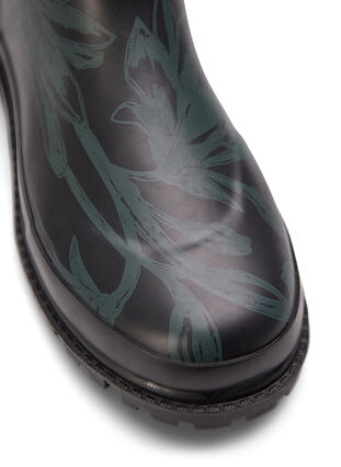 Short wide fit rubber boots with print, B. Teal Flower AOP, Packshot image number 4