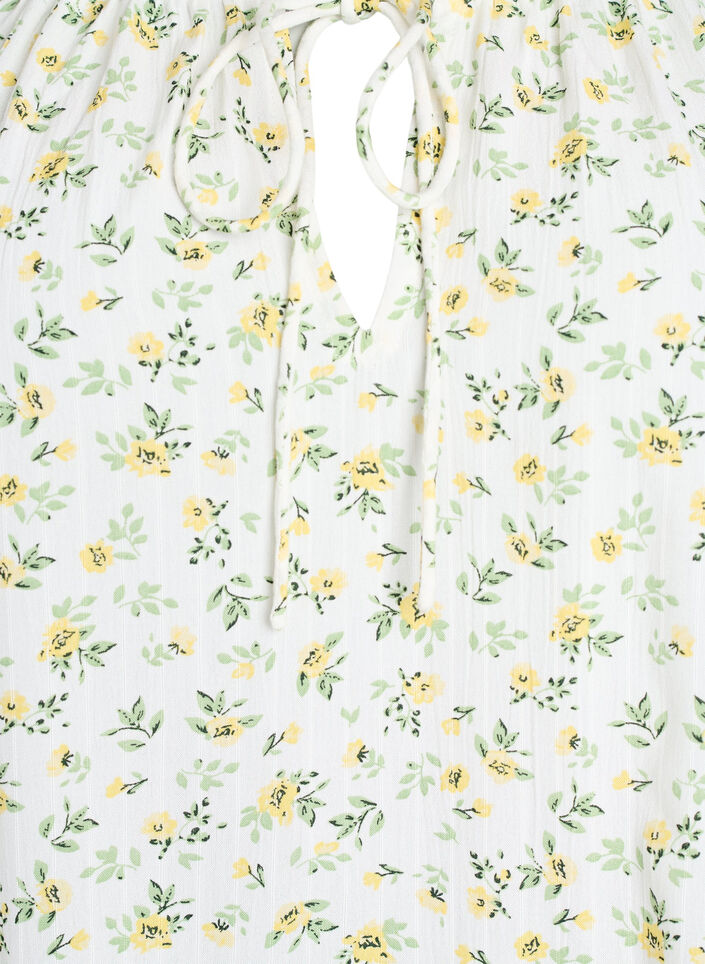 Floral viscose blouse with half-length sleeves, White, Packshot image number 2