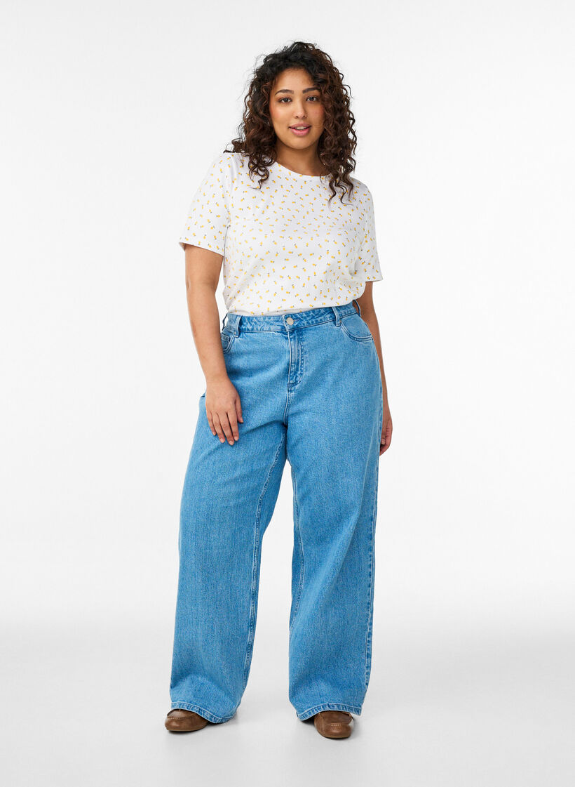 Cotton T-shirt with all-over print, White, Model image number 1