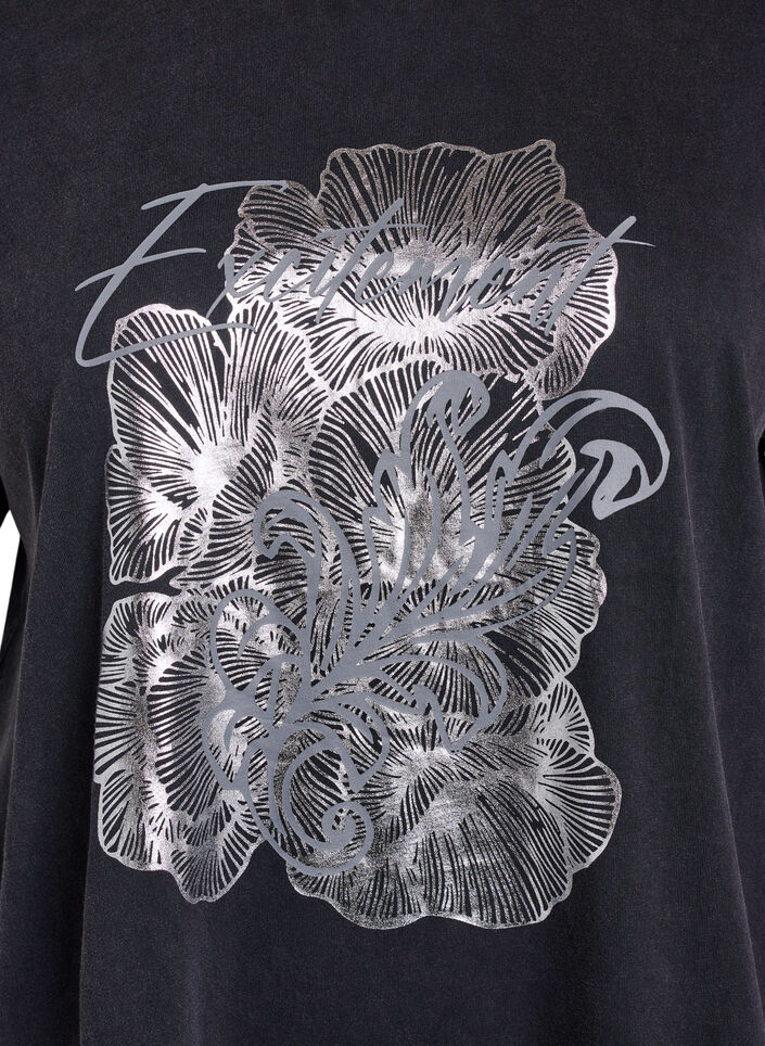 T-shirt in organic cotton with a cool print, Grey, Packshot image number 2