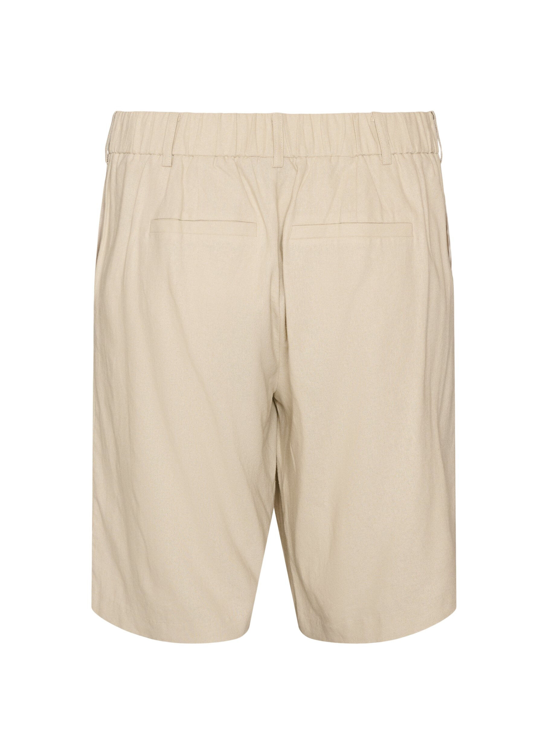 ZizzifashionHigh-waisted Bermuda shorts in linen and viscose, Beige, Packshot image number 1