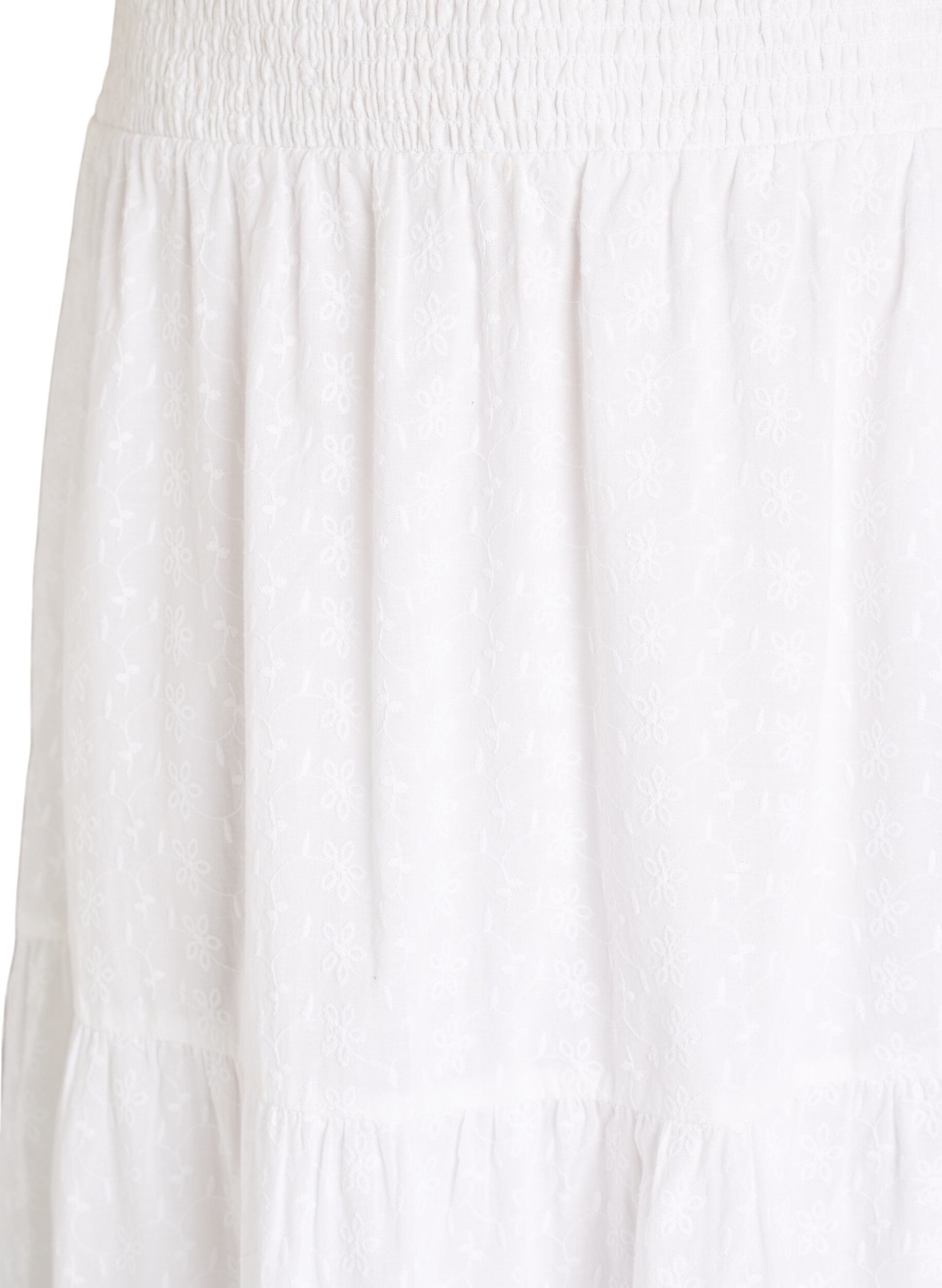 Zizzifashion Ankle-length cotton skirt with a smocked waist, White, Packshot image number 2