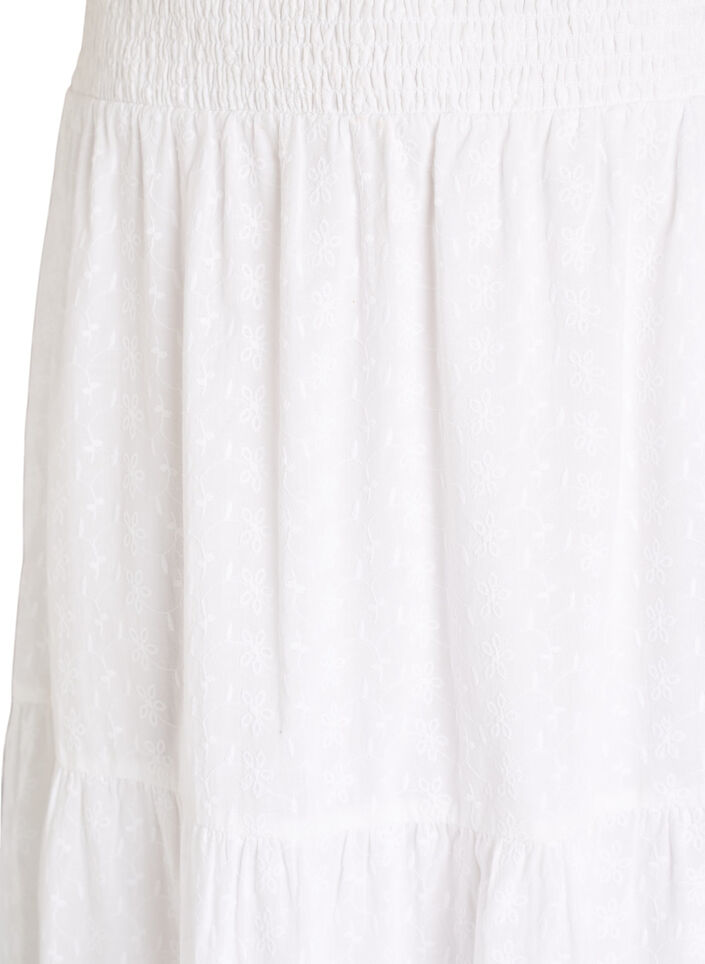 Ankle-length cotton skirt with a smocked waist, White, Packshot image number 2