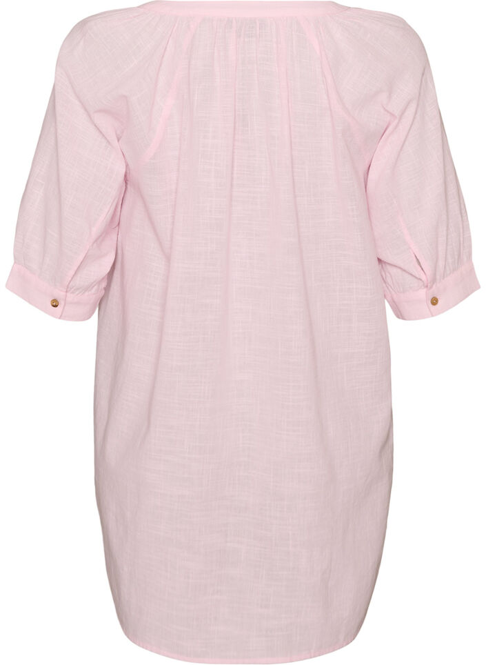Cotton tunic with a V-neck, Rose, Packshot image number 1