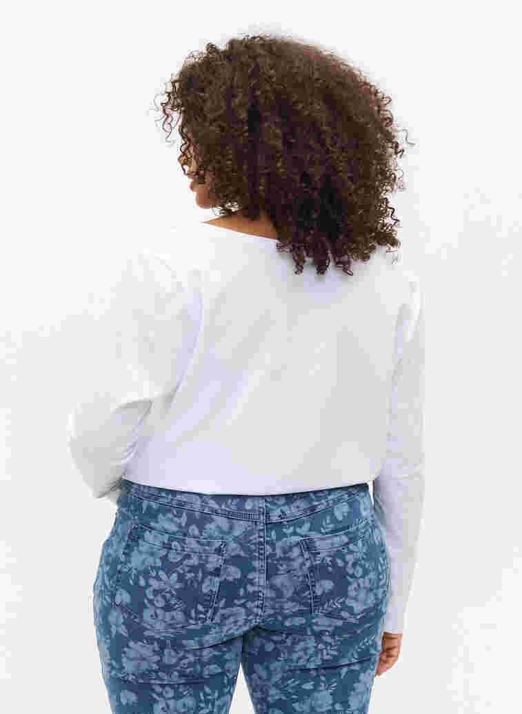 Basic cotton blouse 2-pack, Ultramarine/White, Model image number 1