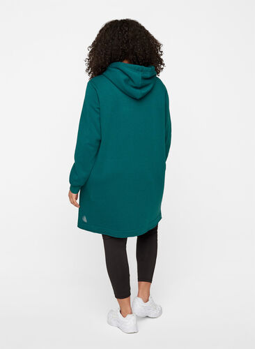 Long hooded sweatshirt, Deep Teal, Model image number 1