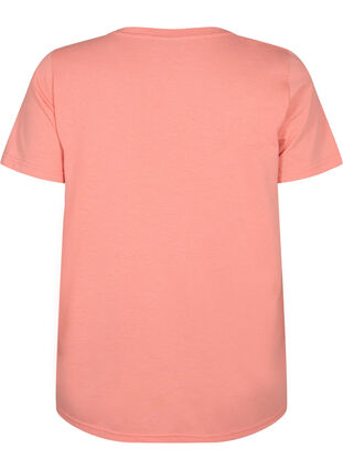Short sleeve t-shirt with v-neckline, Bright Coral, Packshot image number 1