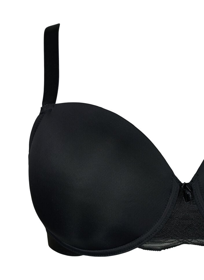 Moulded bra with mesh, Black, Packshot