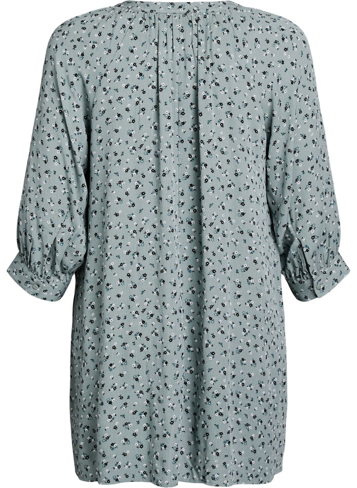 Tunic with floral print and 3/4 sleeves, Green, Packshot image number 1