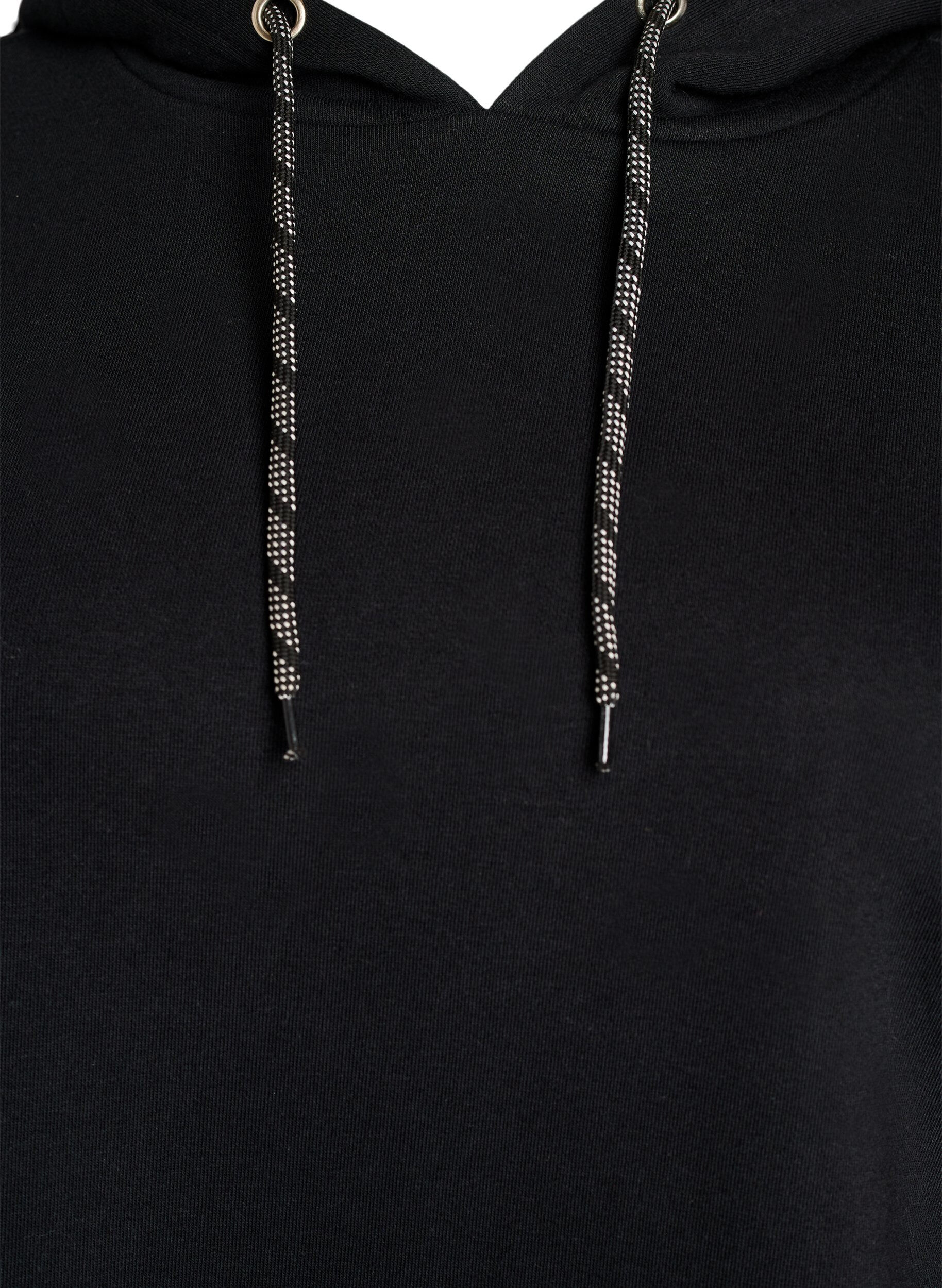 Zizzifashion Long cotton sweat cardigan with hood, Black, Packshot image number 2