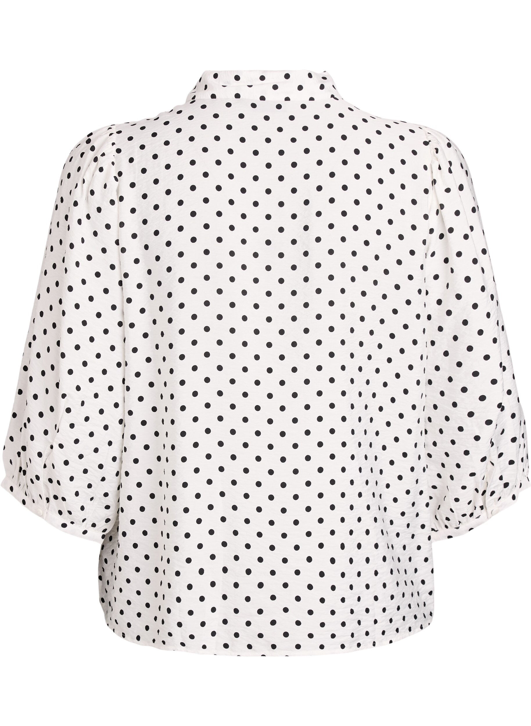 Zizzifashion Shirt with dotted pattern and 3/4 sleeves, White, Packshot image number 1