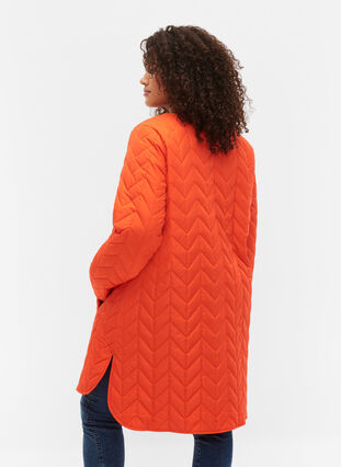 Quilted jacket with buttons, Tangerine Tango, Model image number 1