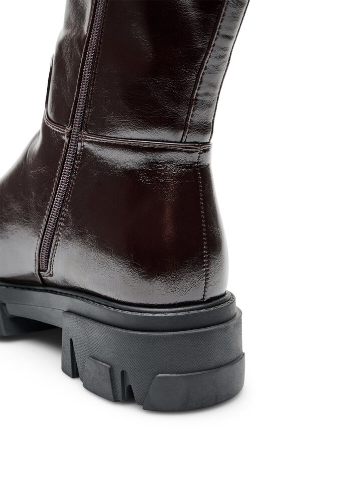 Long boot with a slightly crackled look, Brown, Packshot