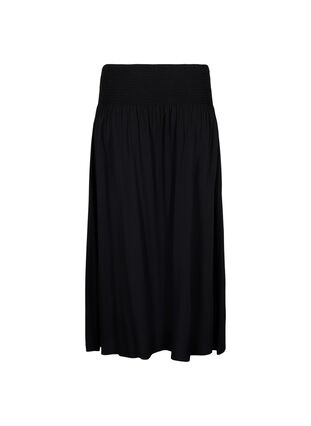 FLASH - Viscose maxi skirt with smocking, Black, Packshot image number 1