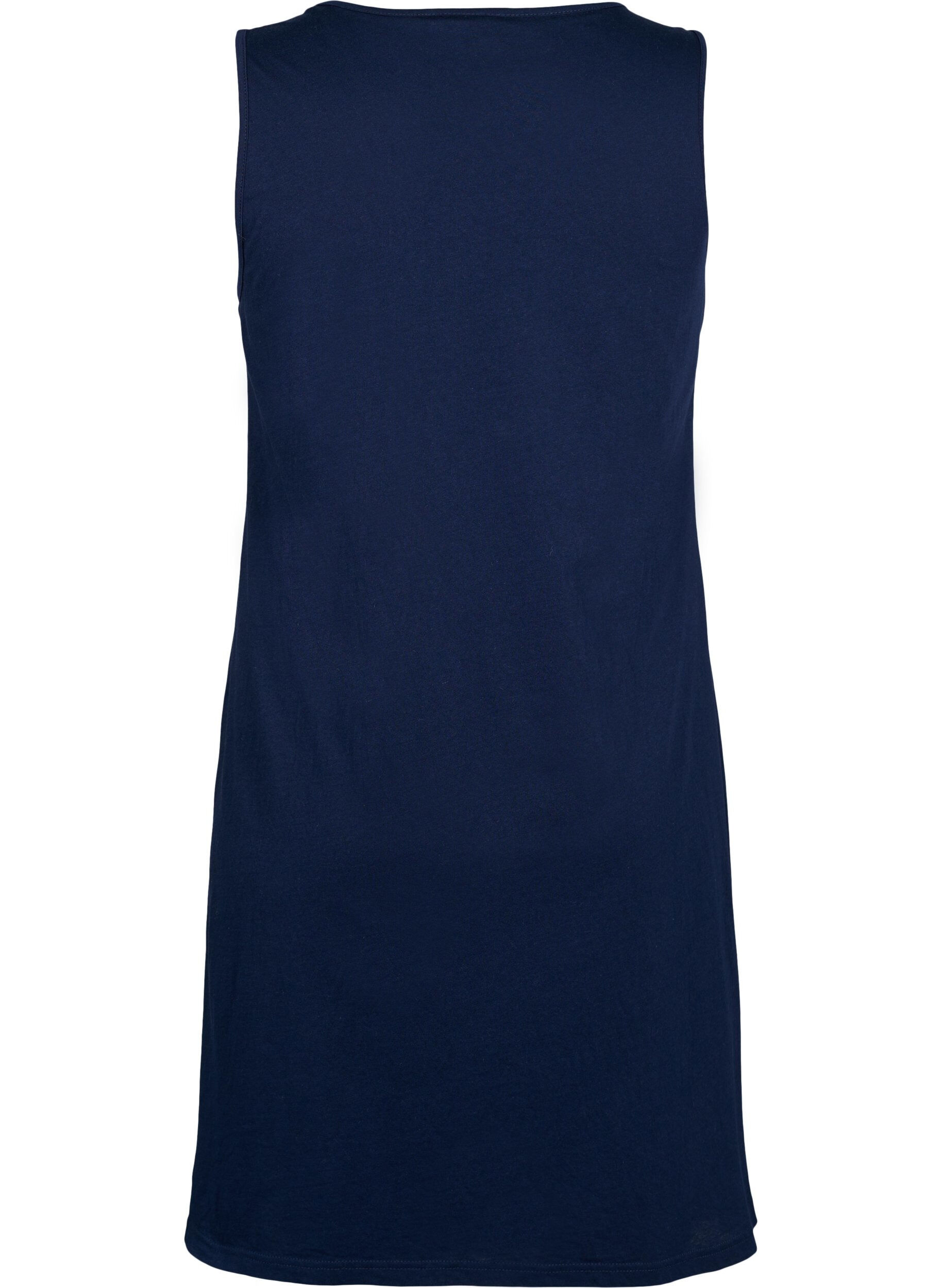 Zizzifashion Sleeveless cotton dress with a-shape, Navy B. W. Escape, Packshot image number 1