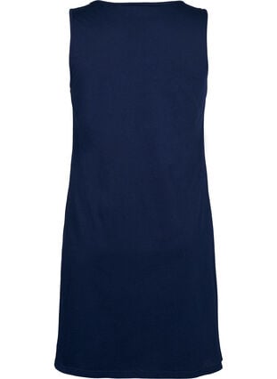 Sleeveless cotton dress with a-shape, Navy B. W. Escape, Packshot image number 1