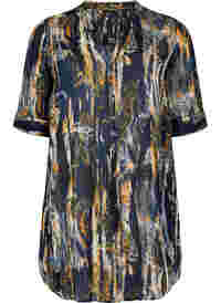 Short-sleeved viscose tunic with paisley print