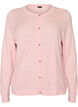 Knitted cardigan with heart eyelet embroidery, Pink, Packshot image number 0