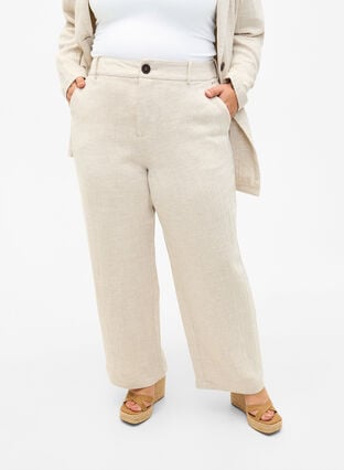 Suit trousers in a material blend with linen, Rainy Day, Model image number 2