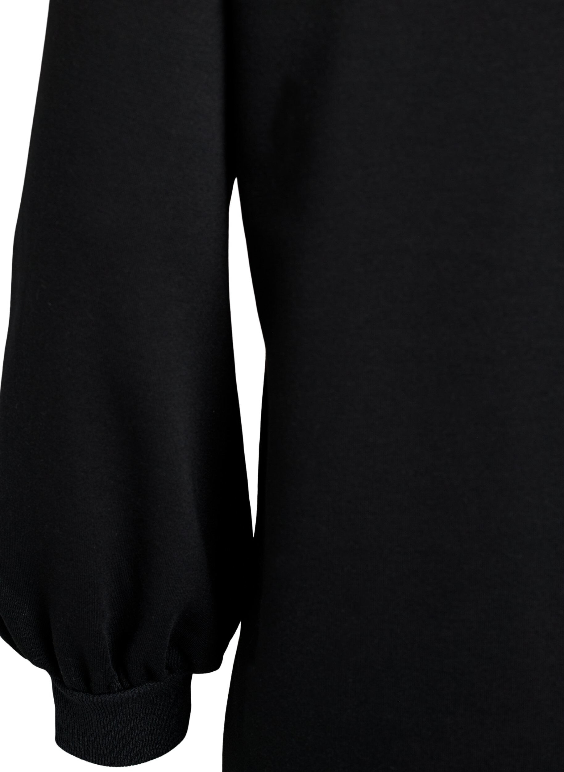 ZizzifashionShort sweat dress with balloon sleeves, Black, Packshot image number 3