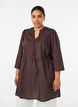 Cotton tunic with a V-neck and crochet trim, Brown, Model image number 0
