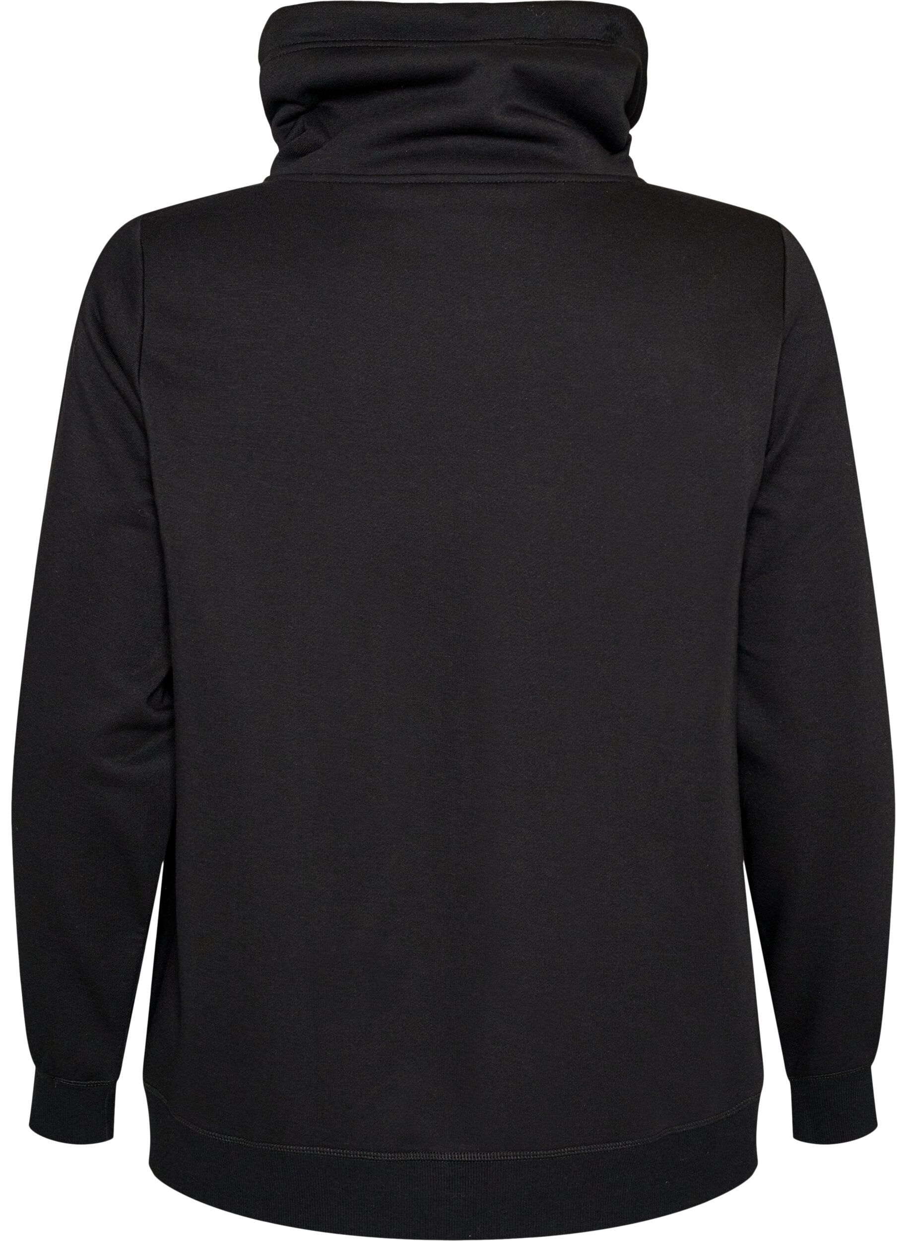ZizzifashionSweatshirt with high collar and pockets, Black, Packshot image number 1