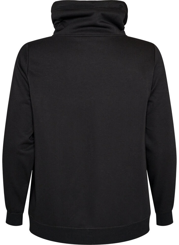Sweatshirt with high collar and pockets, Black, Packshot image number 1