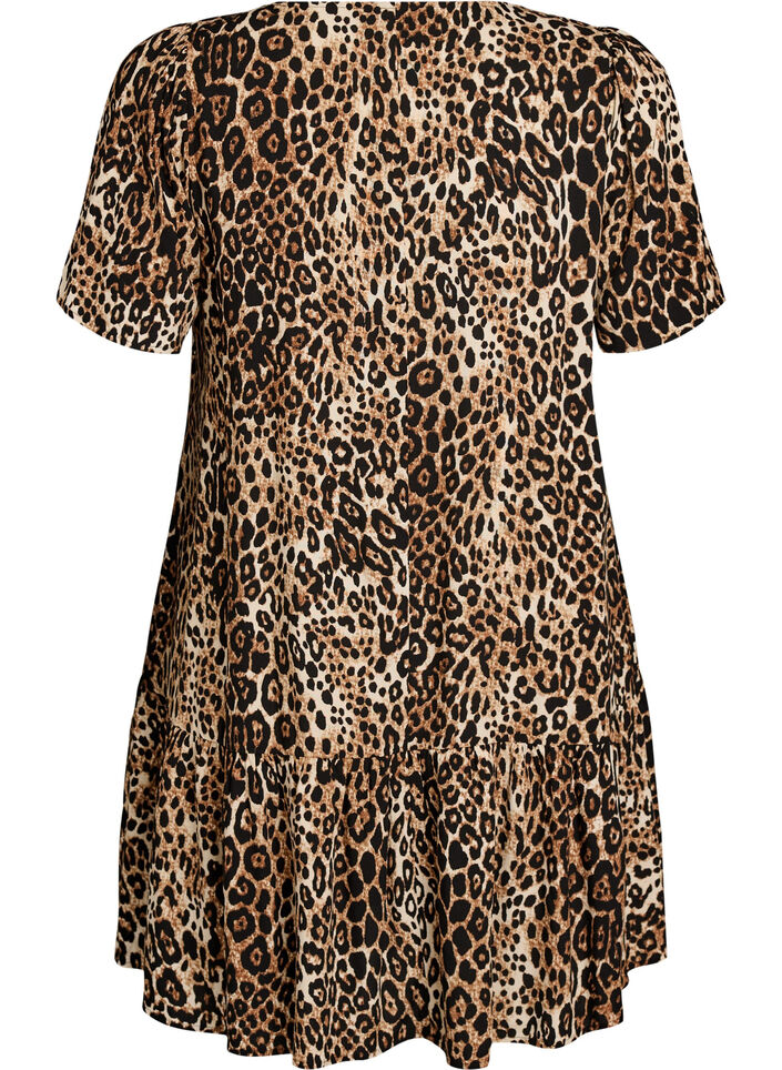 Viscose dress with cutline, Brown, Packshot image number 1