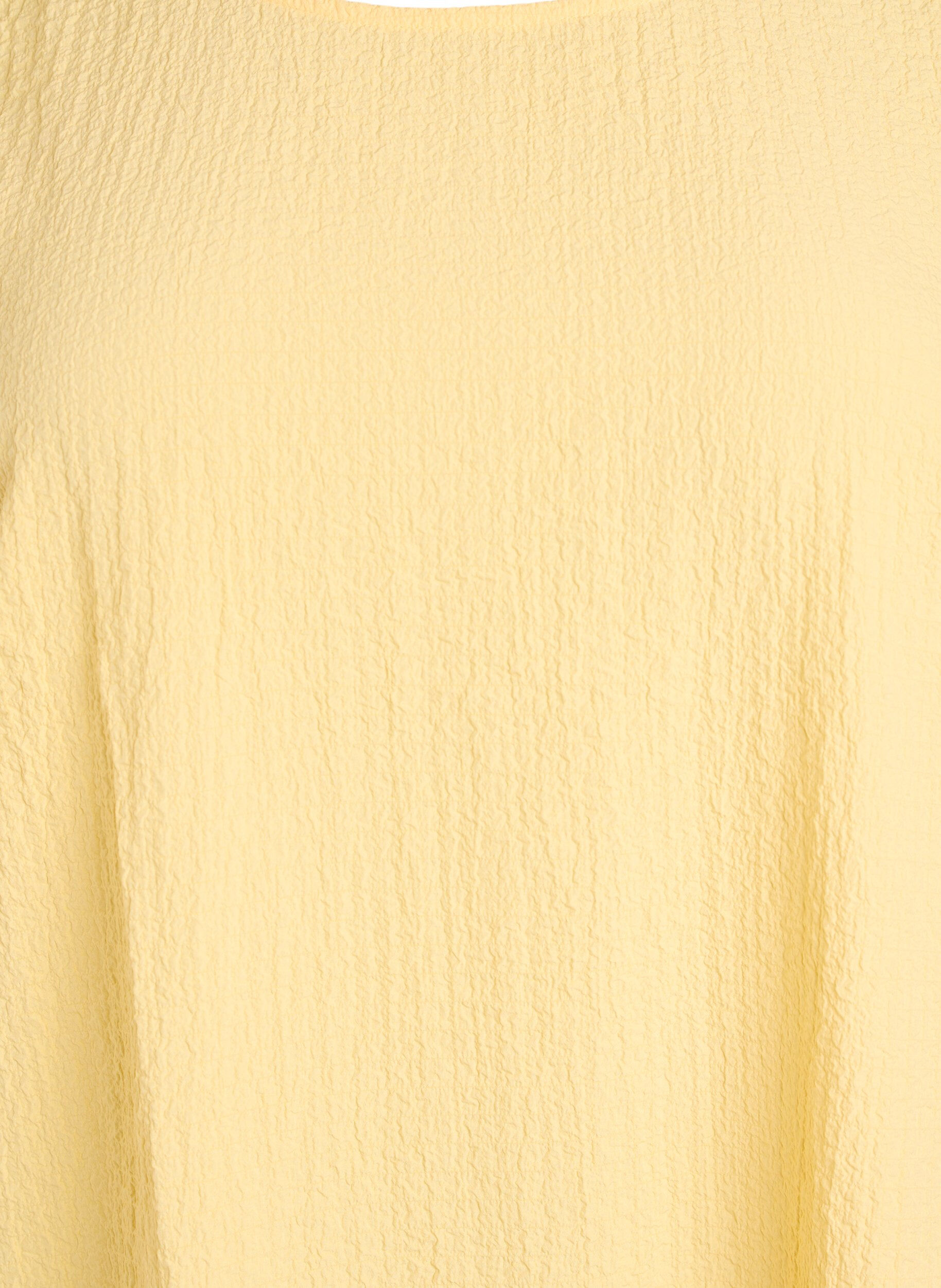 ZizzifashionShort dress with a crinkled texture and short sleeves, Yellow, Packshot image number 2