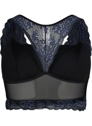 Bra with lace and mesh, Black w. blue lace, Packshot image number 1