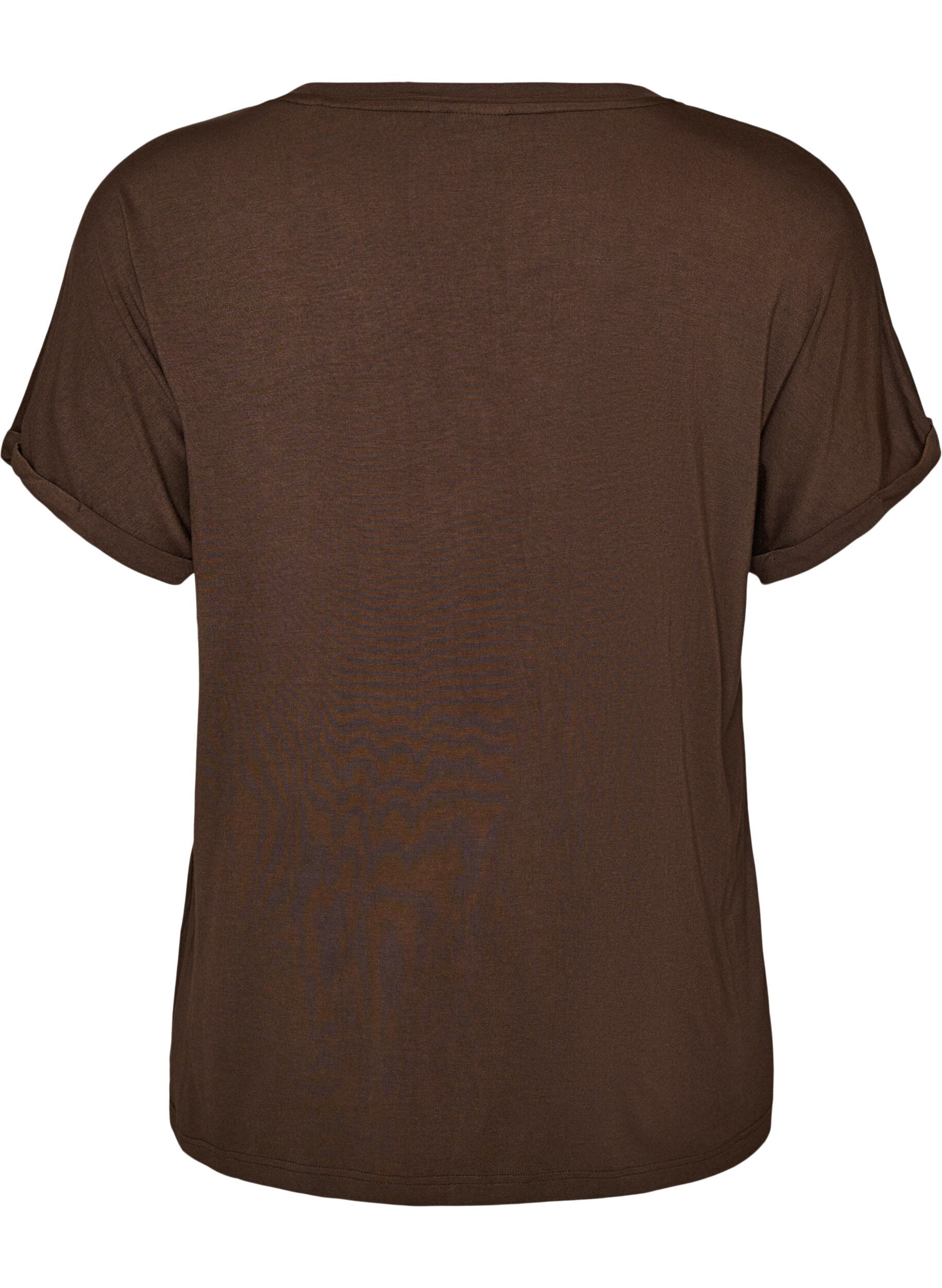 ZizzifashionBasic V-neck T-shirt in viscose, Brown, Packshot image number 1