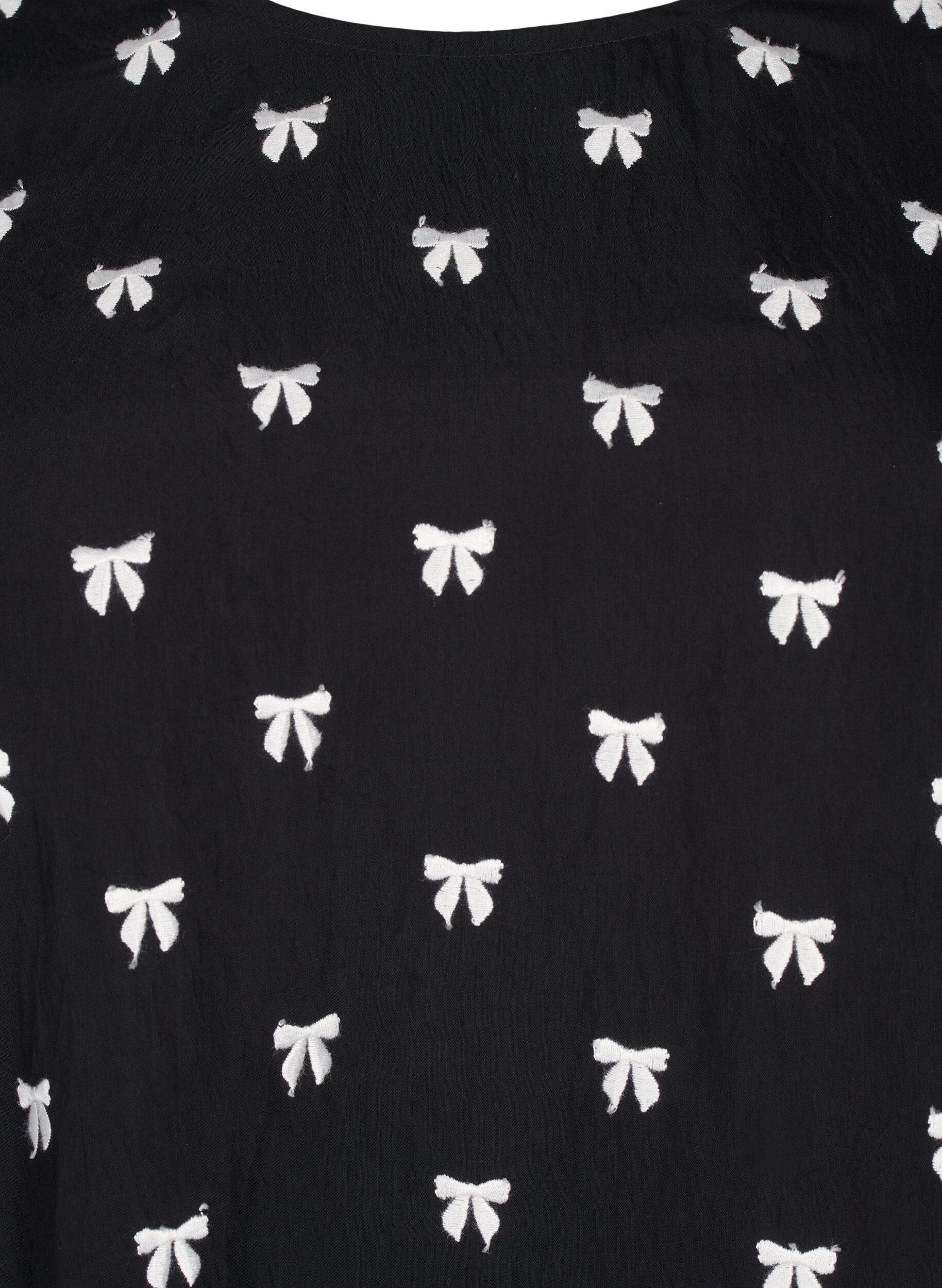 Zizzifashion Tunic with bows and 3/4 sleeves, Black, Packshot image number 2