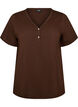 T-shirt with button detail, Brown, Packshot image number 0