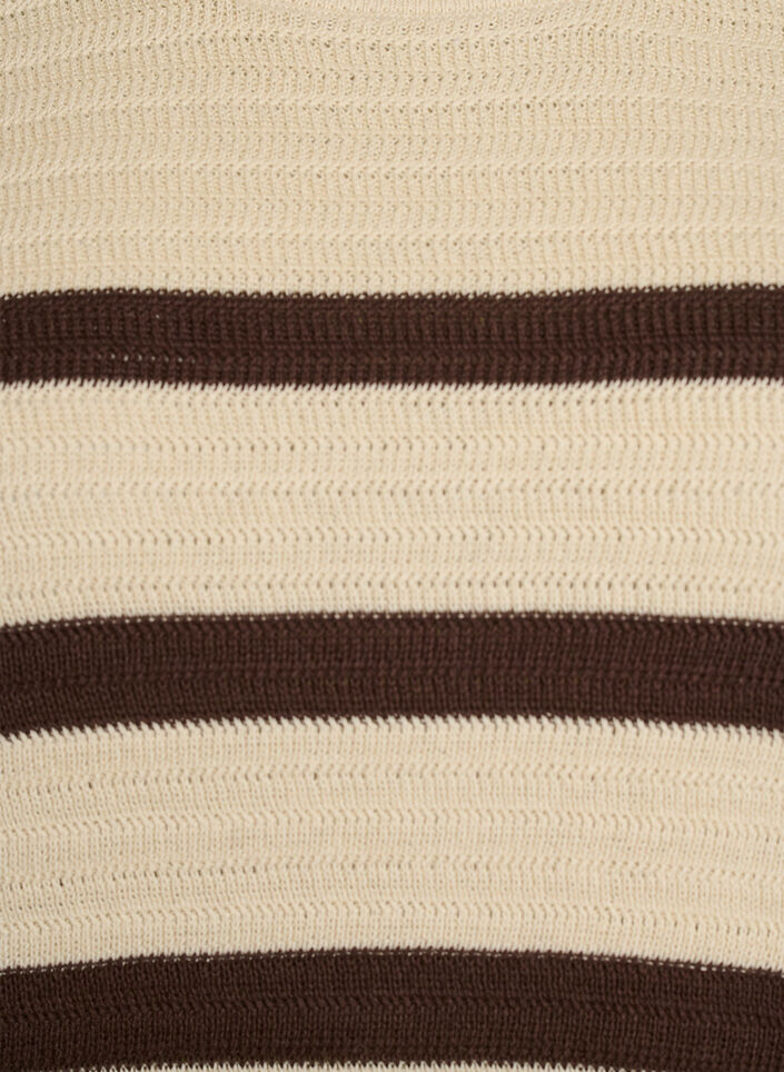 Knitted blouse with stripes and short sleeves, Vanilla, Packshot image number 2