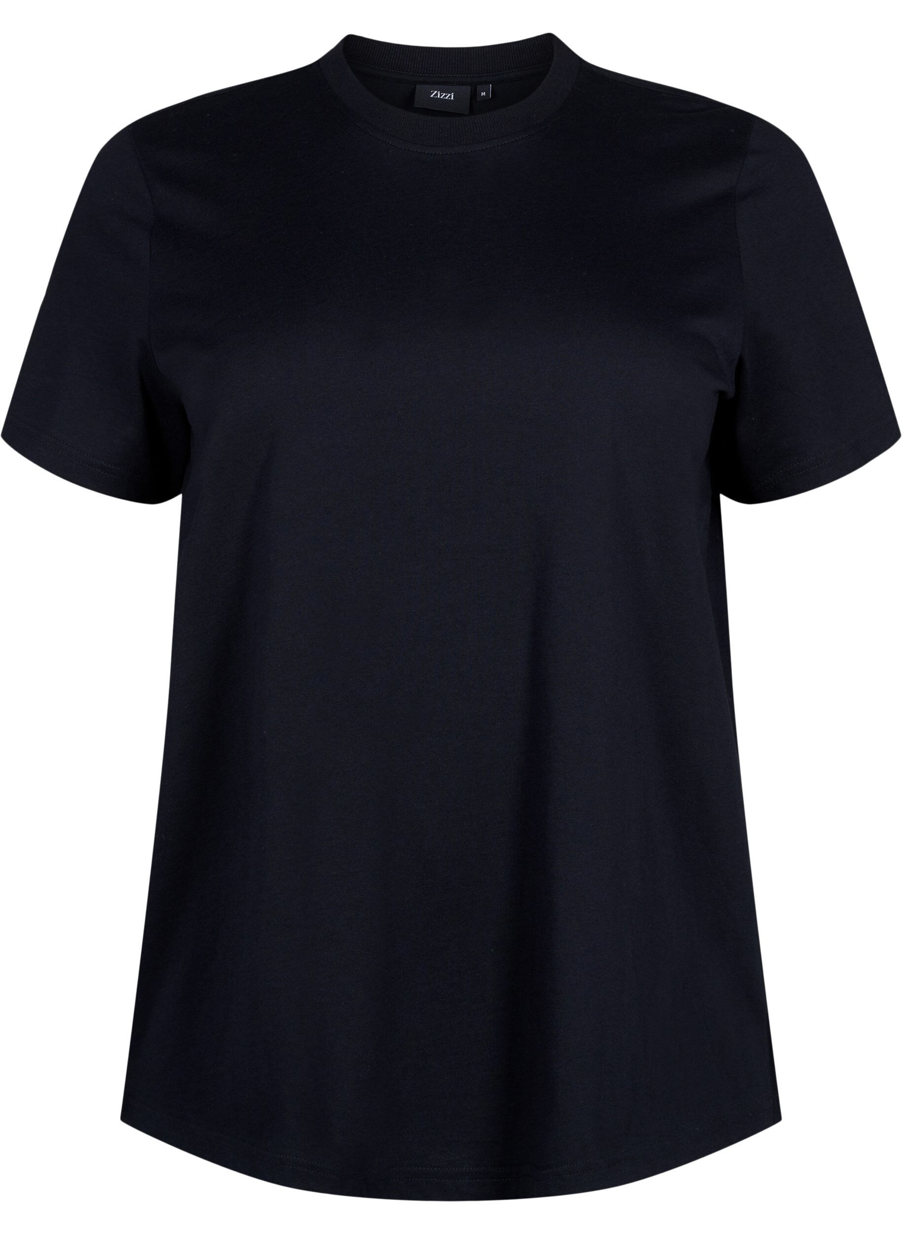 ZizzifashionBasic cotton T-shirt with round neck, Black, Packshot image number 0