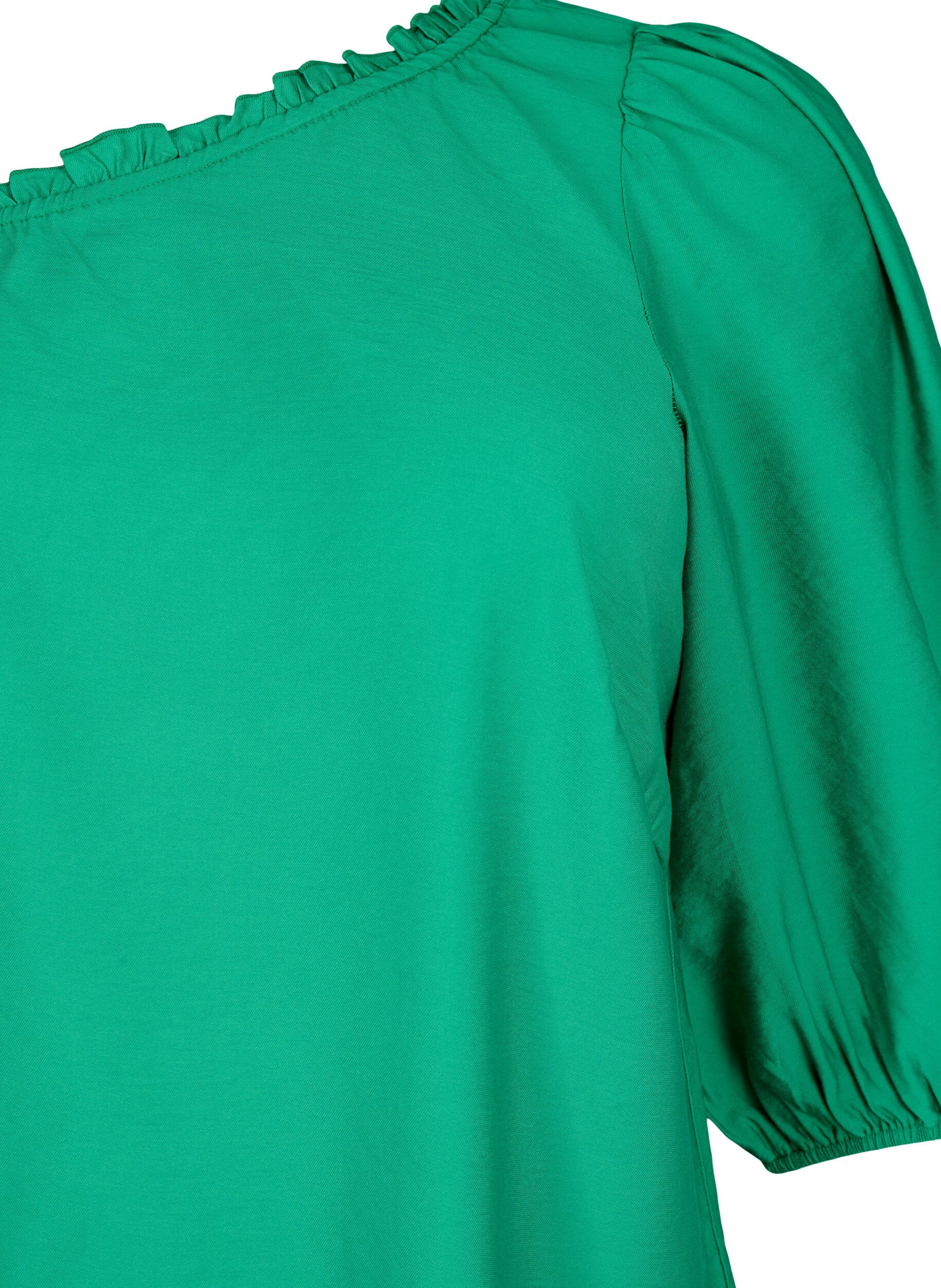 Zizzifashion One-shoulder blouse in viscose, Green, Packshot image number 2