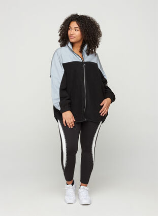Sports cardigan with fleece and reflectors, Black, Model image number 3