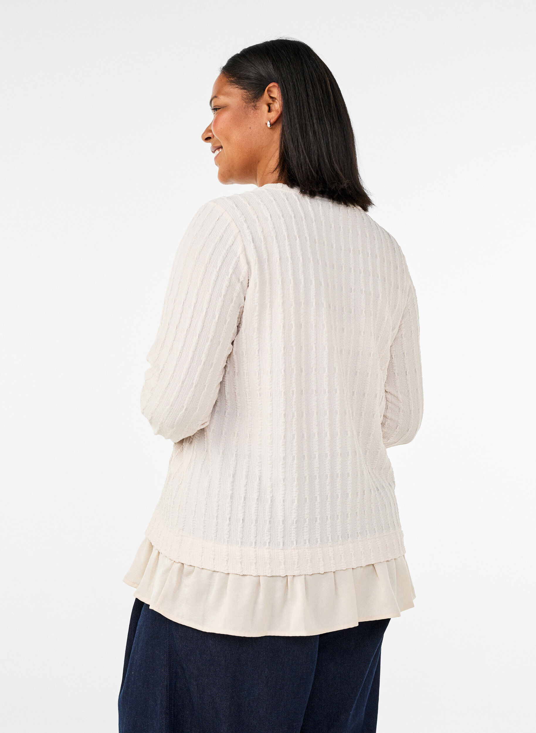 ZizzifashionStructured blouse with ruffle hem, Vanilla, Model image number 2