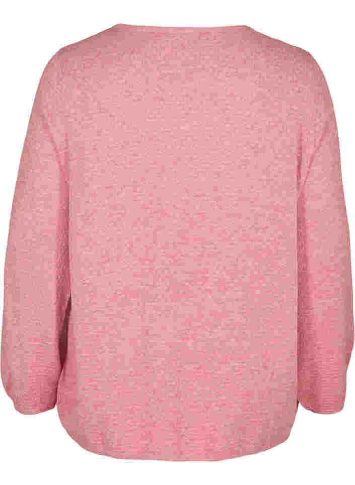 Loose knitted blouse with pattern, Faded Rose Mel., Packshot image number 1
