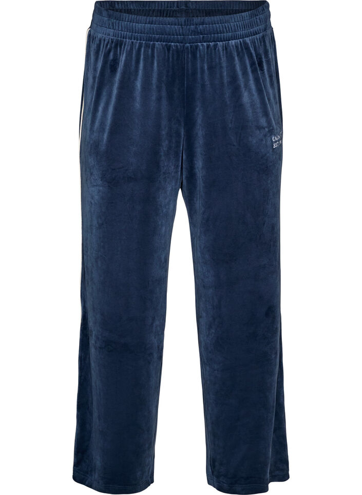 Velour trousers with contrast piping, Blue, Packshot image number 0