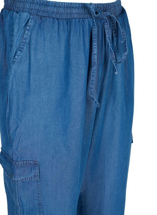 Denim cargo trousers with pockets, Medium Blue, Packshot image number 2