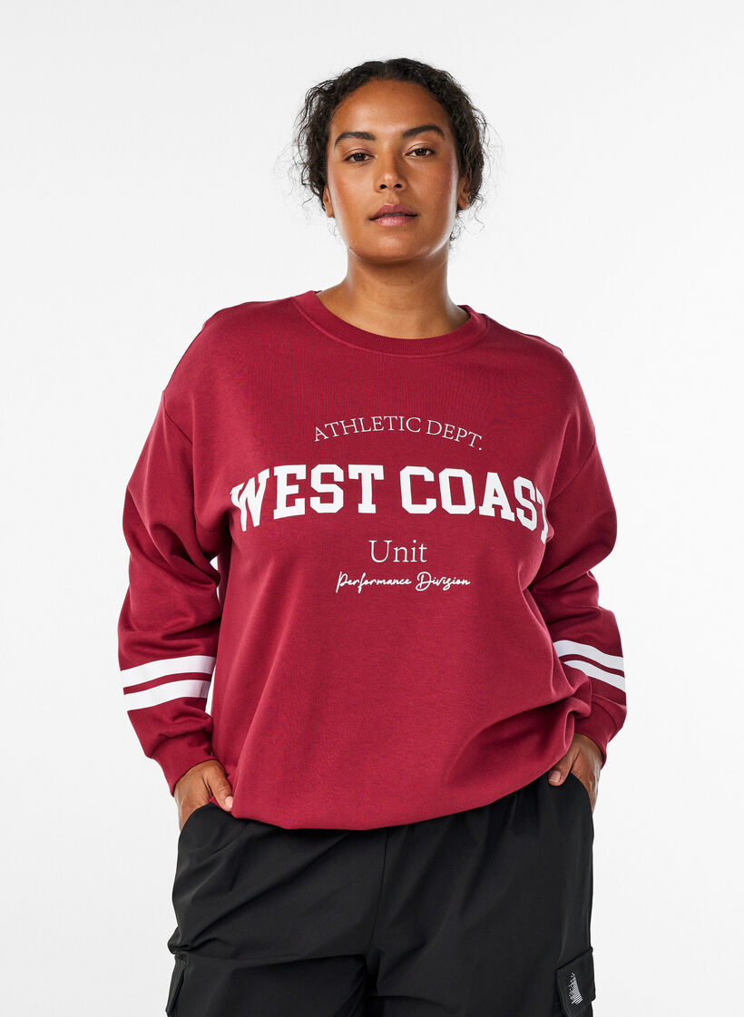 Sweatshirt with statement detail, Red, Model