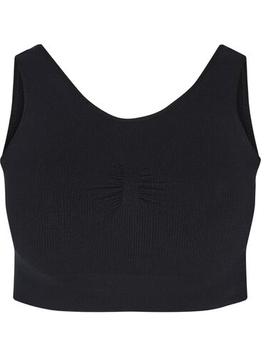 Wireless bra in a ribbed fabric, Black, Packshot image number 0