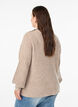 Ribbed jumper with puff sleeves and buttons, Beige, Model image number 2