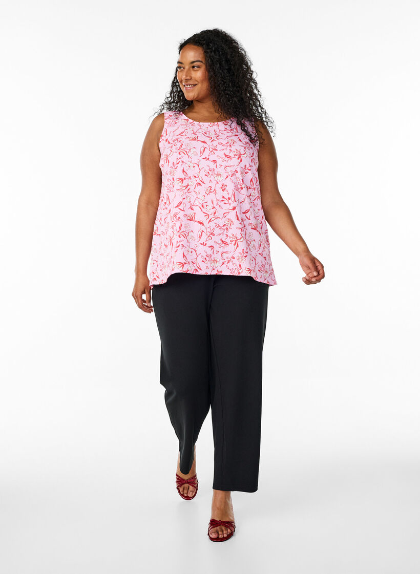 Sleeveless top with texture, Red, Model image number 1