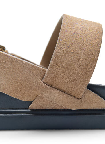 Wide fit sandal in suede, Brown, Model image number 0