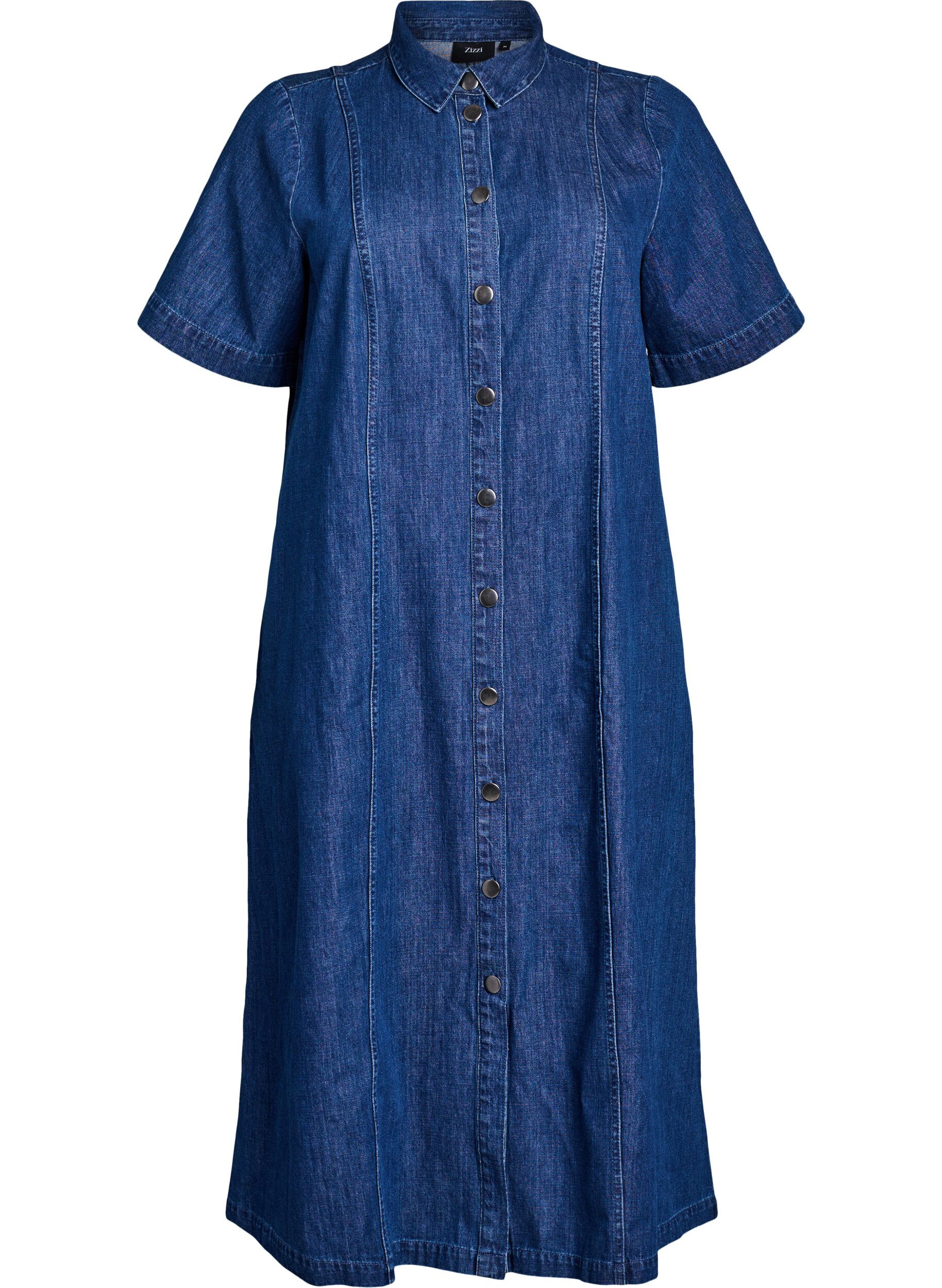 Midi-length denim shirt dress