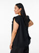 Sleeveless top in cotton muslin with ruffles, Black, Model image number 2