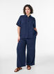 Short-sleeved shirt in linen and viscose, Blue, Model image number 1