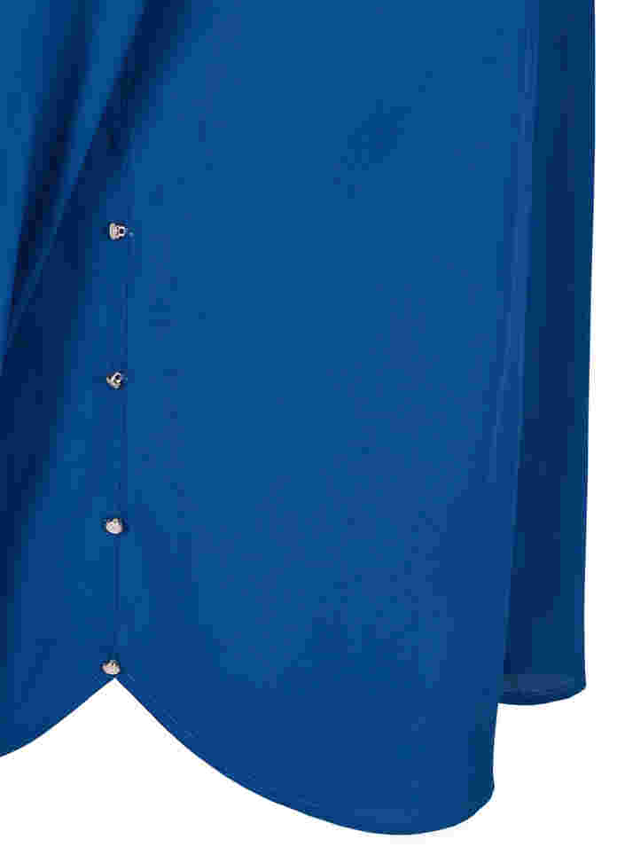 Long sleeve shirt with ruffle collar, Estate Blue, Packshot image number 3